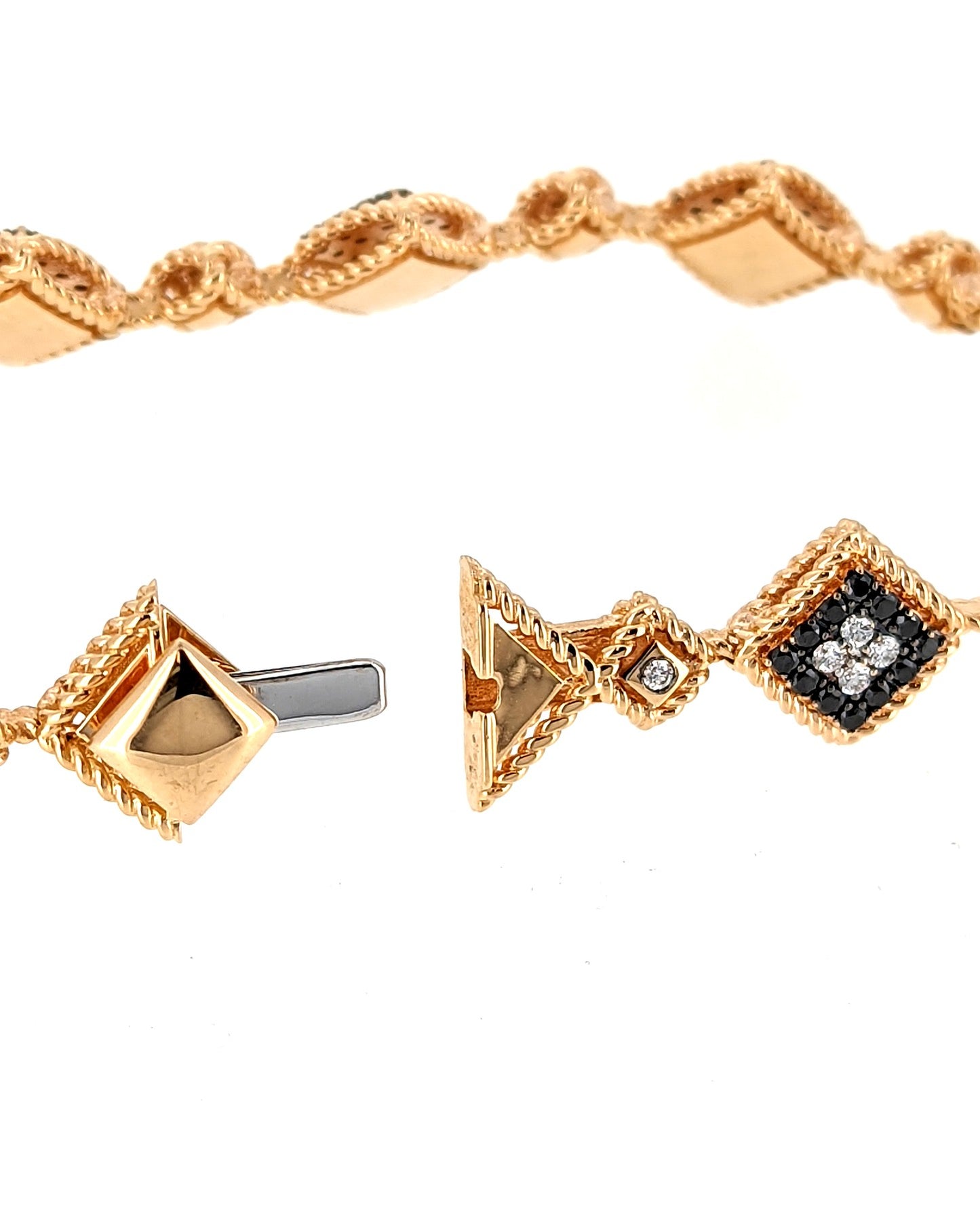 Roberto Coin 18K Rose Gold Palazzo Ducale Black & White Diamond Link Bracelet