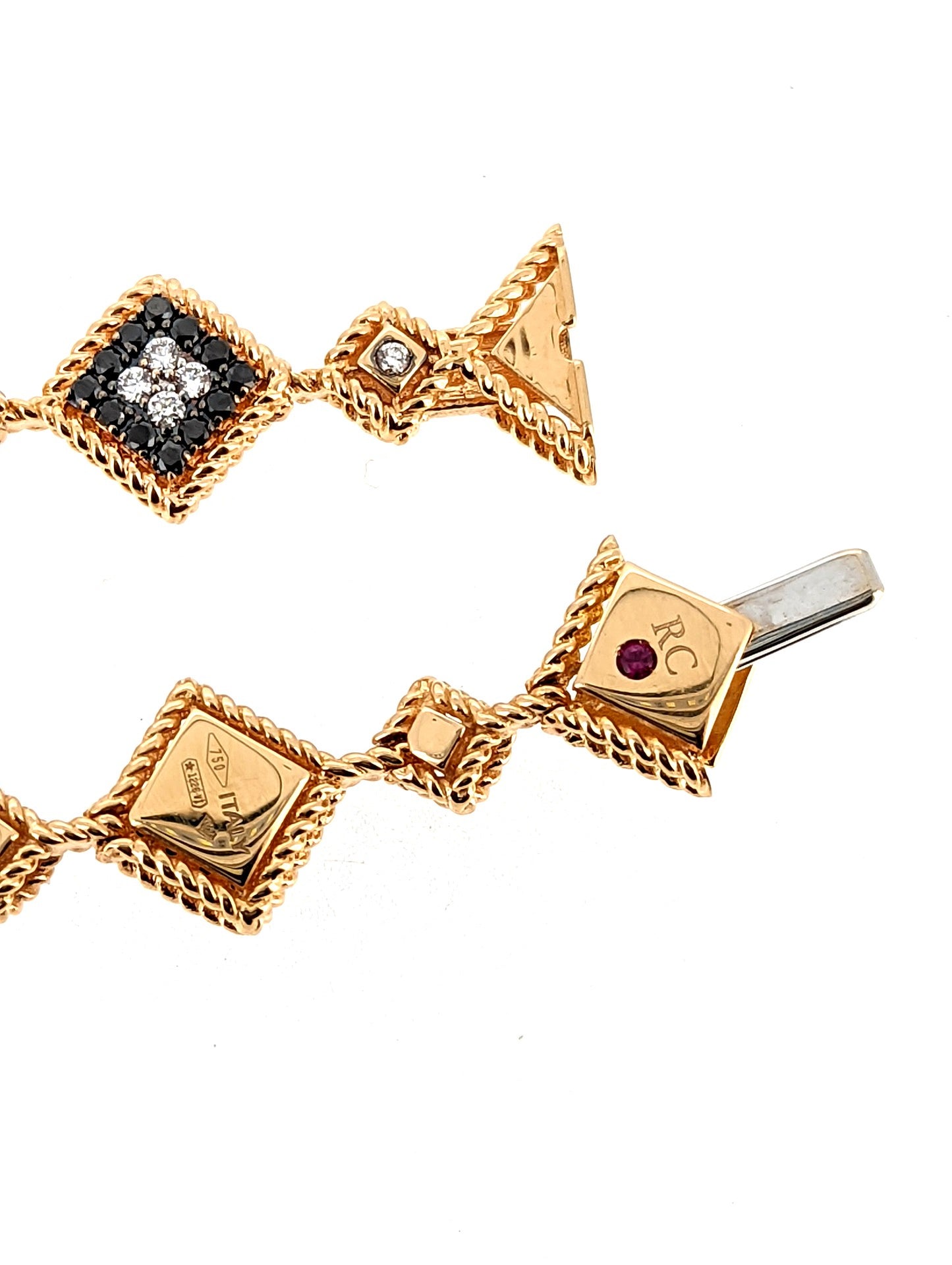 Roberto Coin 18K Rose Gold Palazzo Ducale Black & White Diamond Link Bracelet