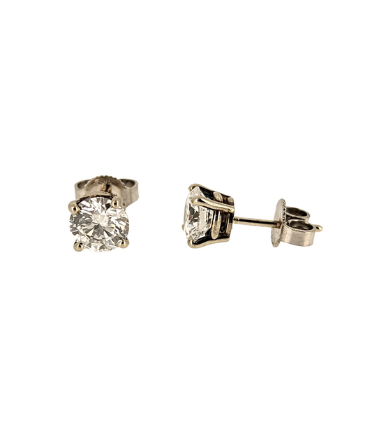 1.40ctw Round Diamond 18K White Gold Stud Earrings