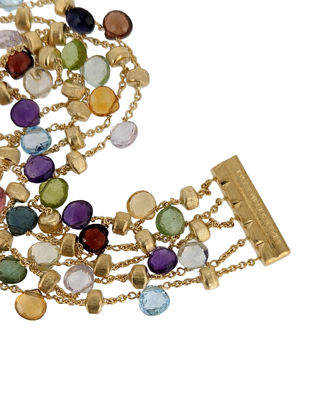 Marco Bicego Paradise 18k Yellow Gold Multi-colored Gemstone 5 Strand Bracelet