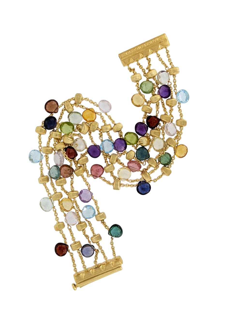 Marco Bicego Paradise 18k Yellow Gold Multi-colored Gemstone 5 Strand Bracelet
