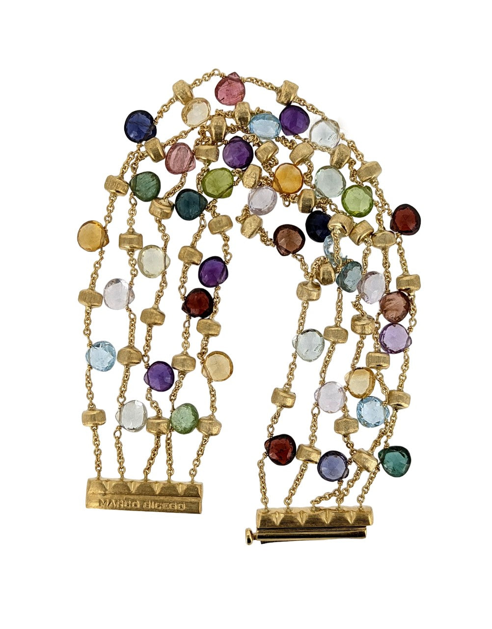 Marco Bicego Paradise 18k Yellow Gold Multi-colored Gemstone 5 Strand Bracelet