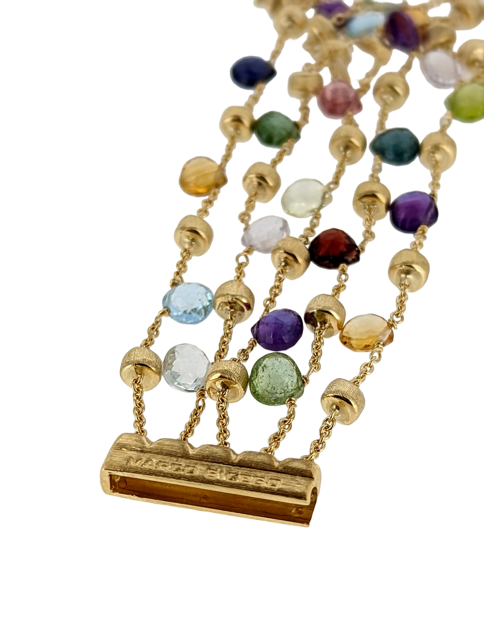 Marco Bicego Paradise 18k Yellow Gold Multi-colored Gemstone 5 Strand Bracelet