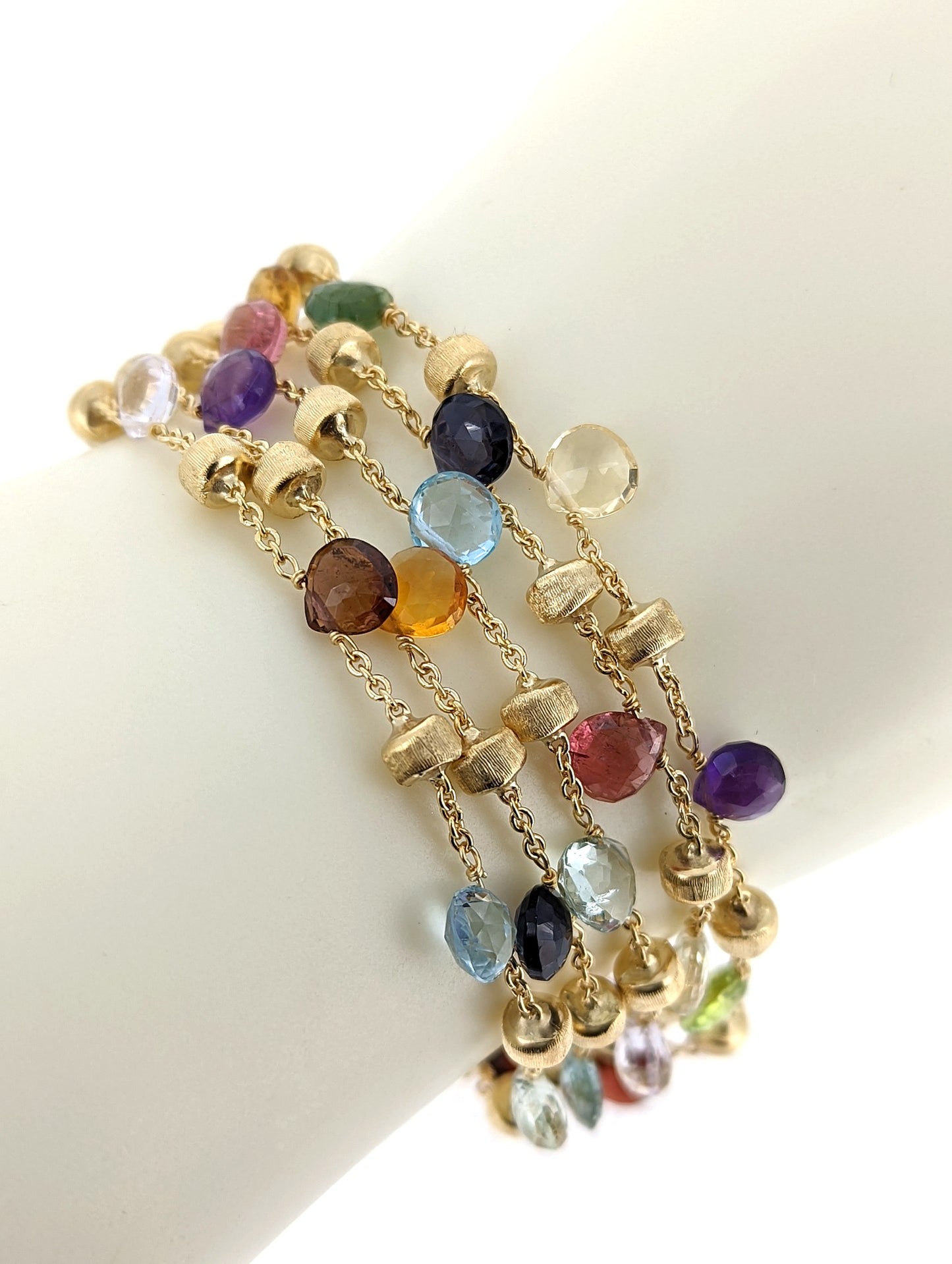 Marco Bicego Paradise 18k Yellow Gold Multi-colored Gemstone 5 Strand Bracelet