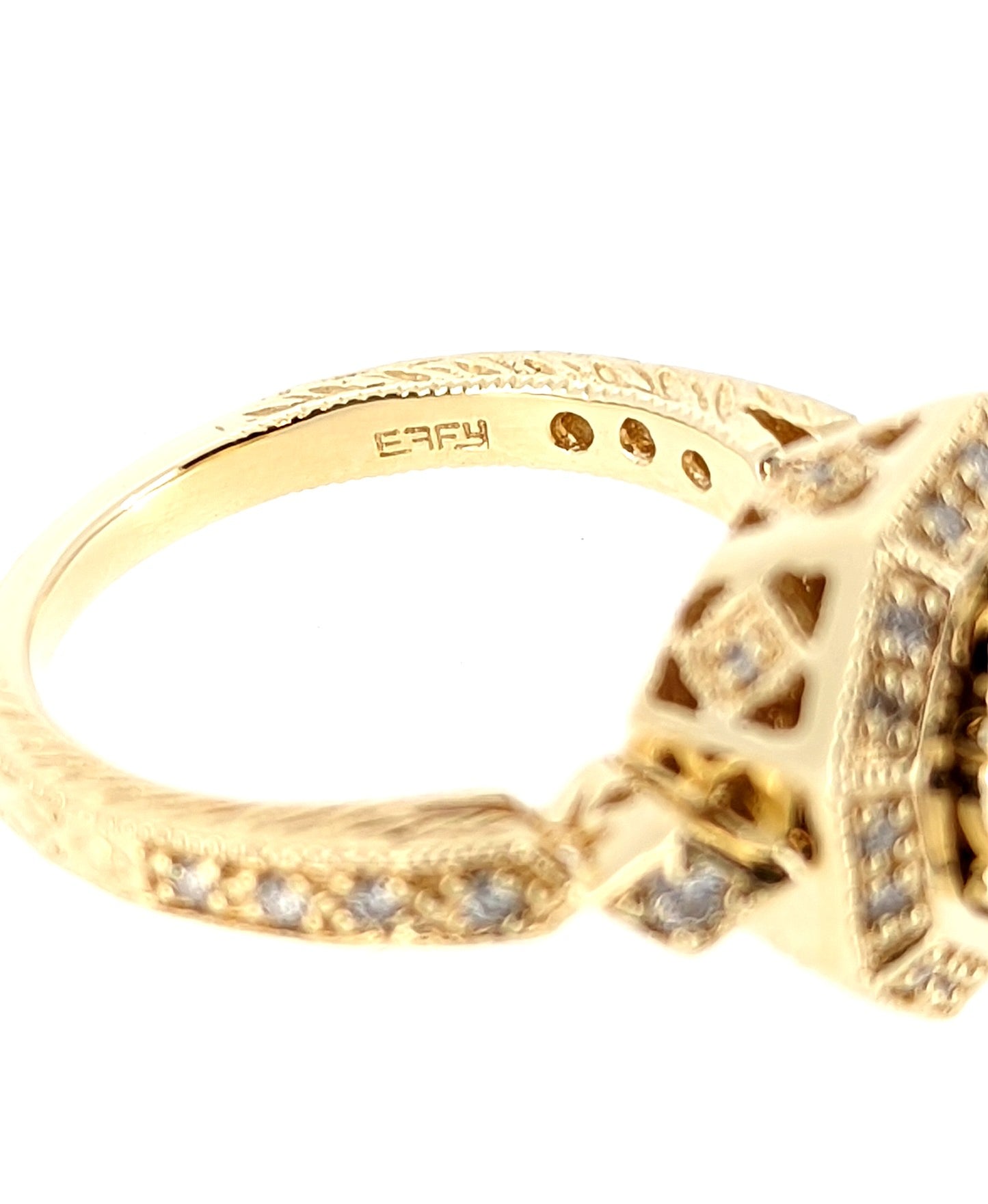 EFFY 14k Yellow Gold Diamond & Ruby Cocktail Ring Size 6.75