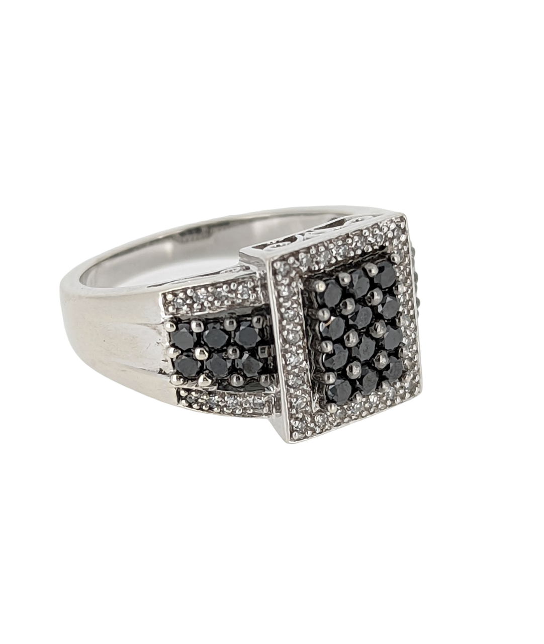 Black Diamond Cluster Ring in 14k White Gold