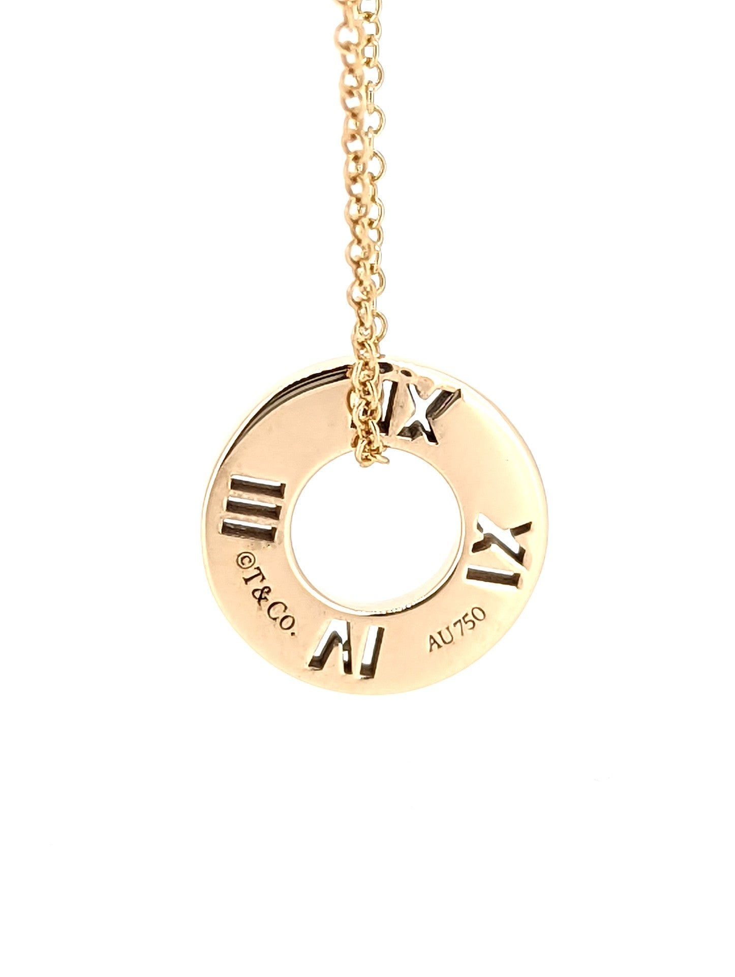 Tiffany & Co Atlas Diamond Circle Pendant Necklace 18K Rose Gold