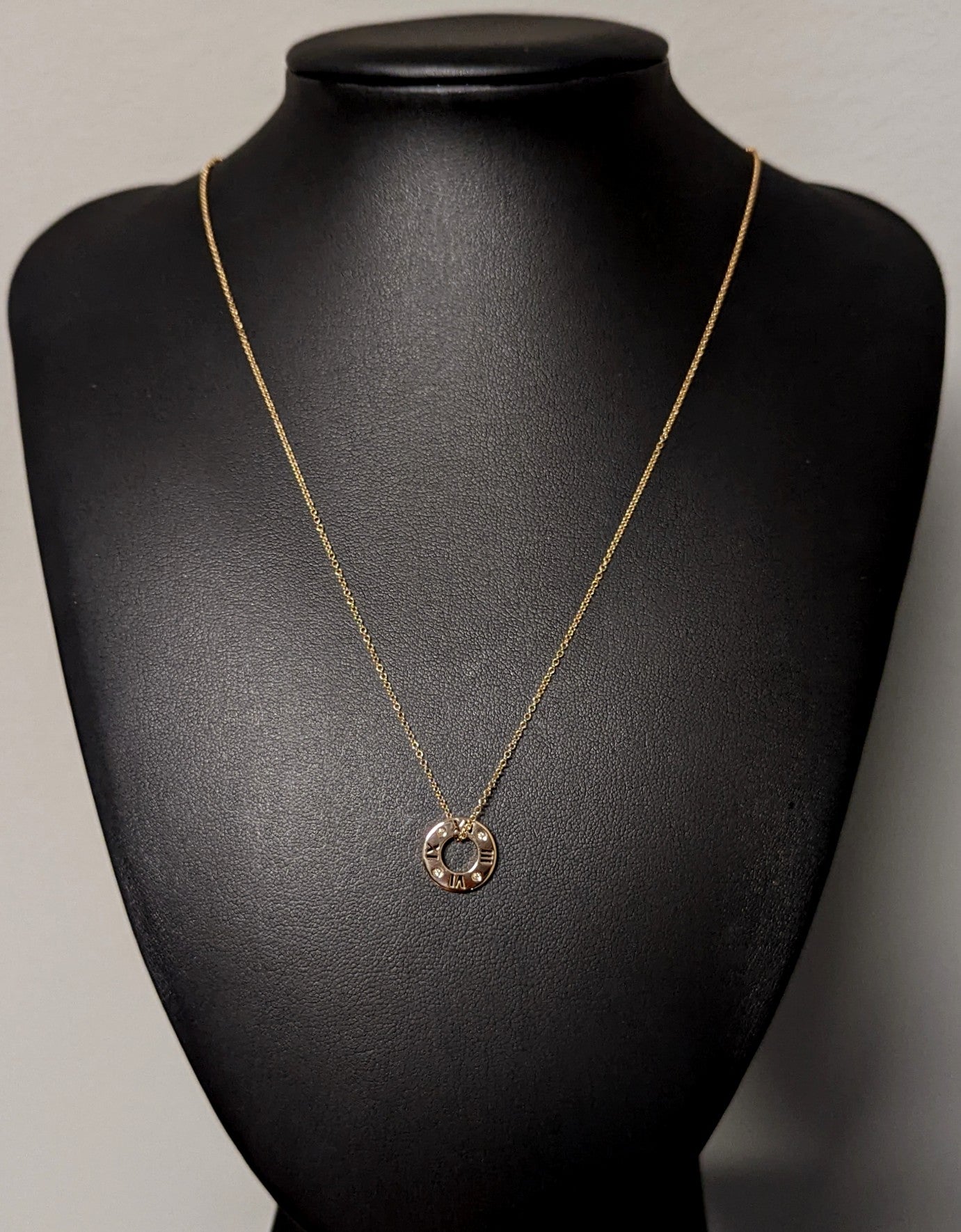 Tiffany & Co Atlas Diamond Circle Pendant Necklace 18k Rose Gold