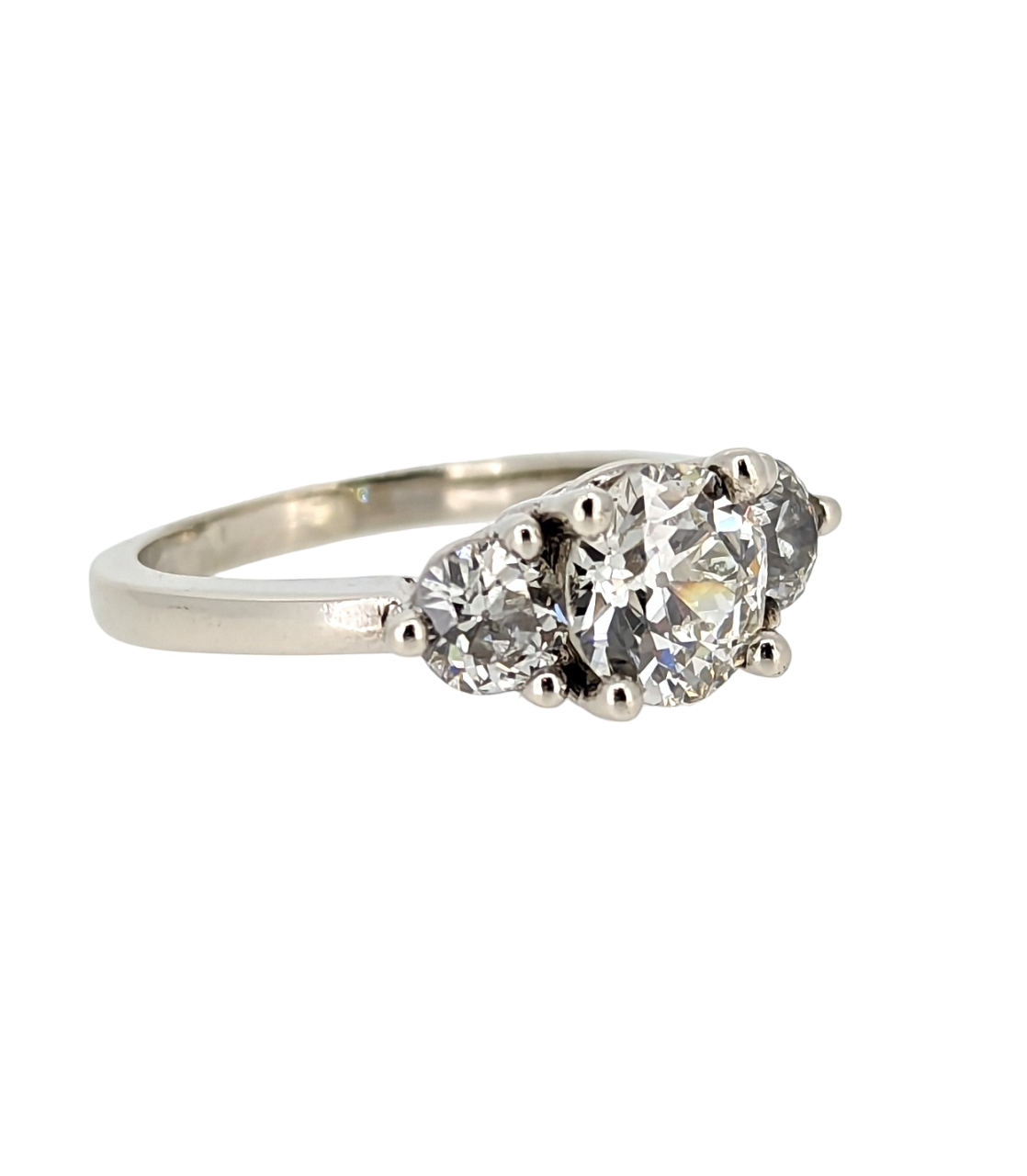 Vintage 1.60 Carat Old European Cut Diamond Engagement Ring 14K White Gold
