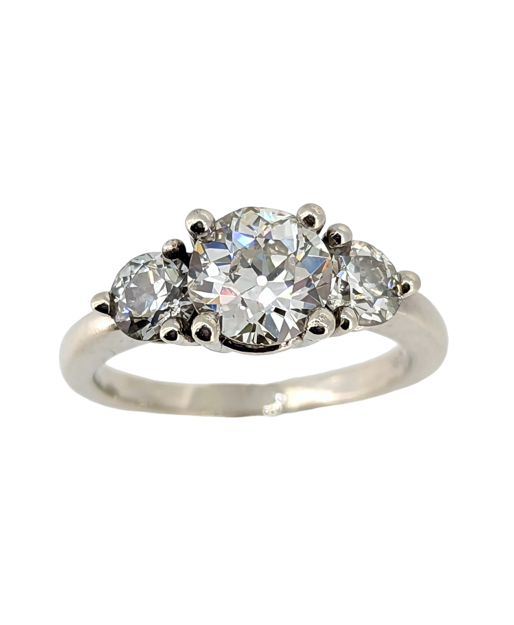 Vintage 1.60 Carat Old European Cut Diamond Engagement Ring 14K White Gold