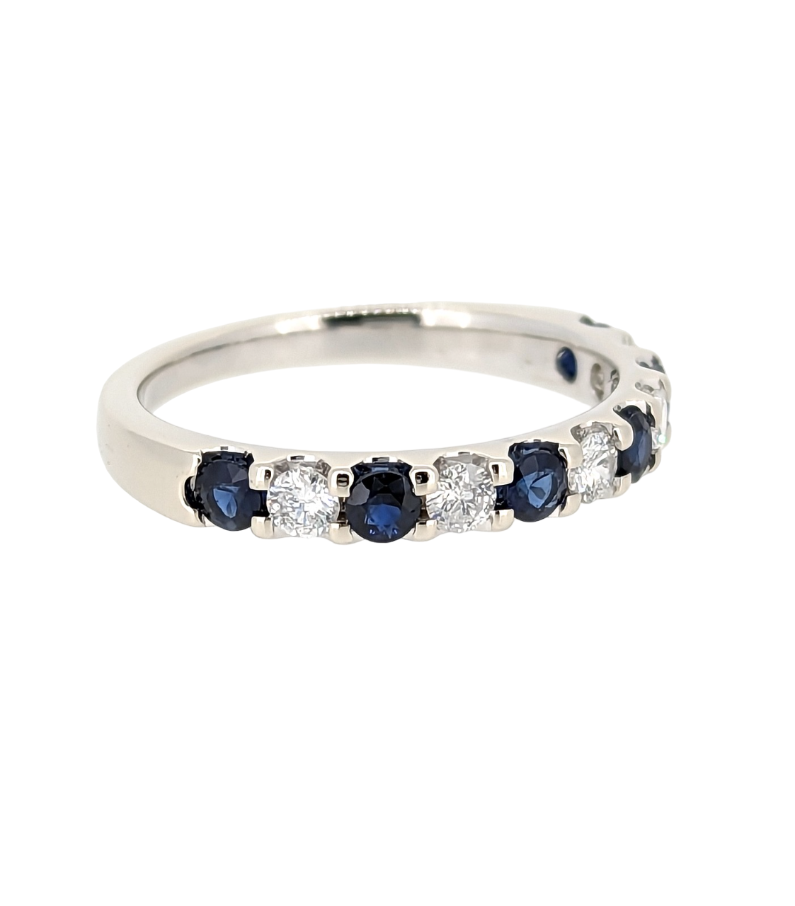 14K White Gold Sapphire & Diamond Band