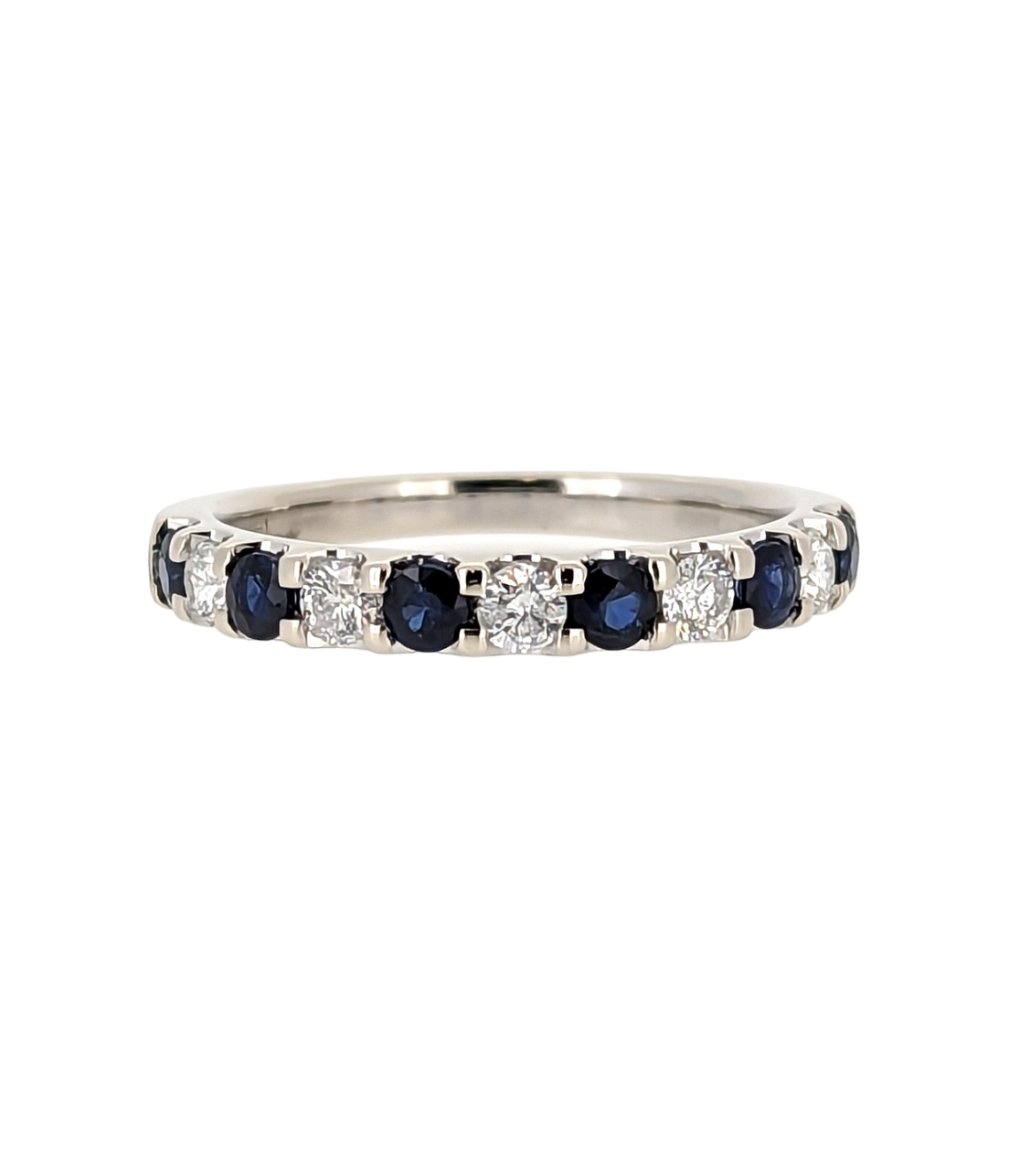 14K White Gold Sapphire & Diamond Band