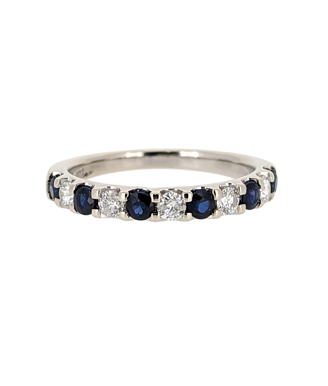 14K White Gold Sapphire & Diamond Band