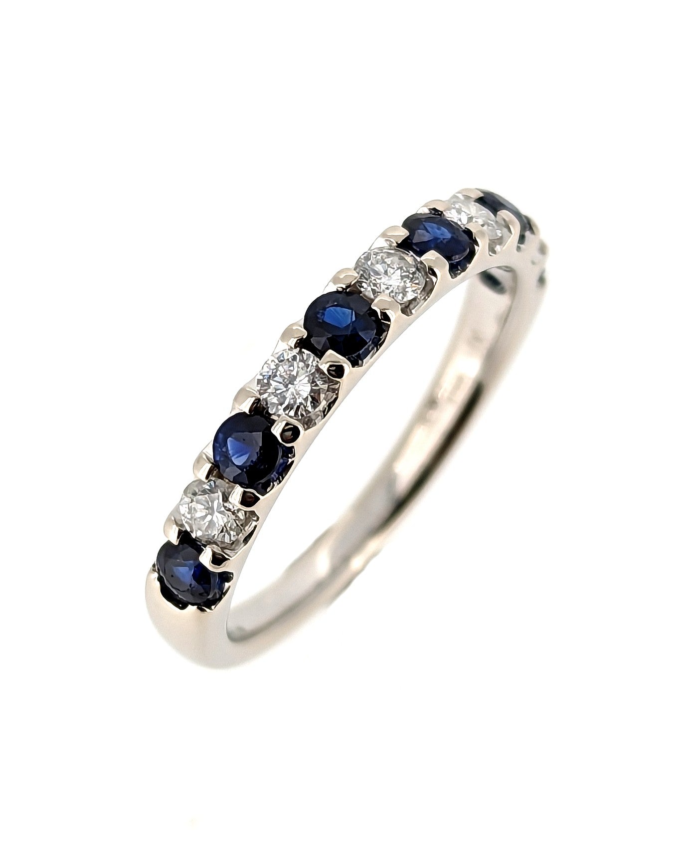 14K White Gold Sapphire & Diamond Band