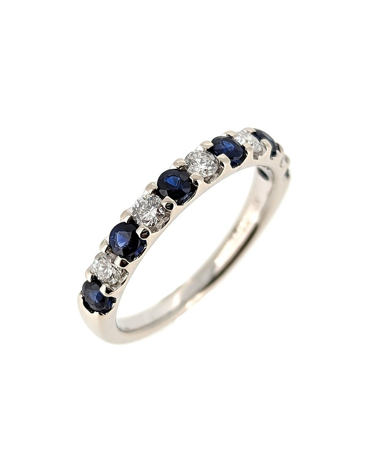 14K White Gold Sapphire & Diamond Band