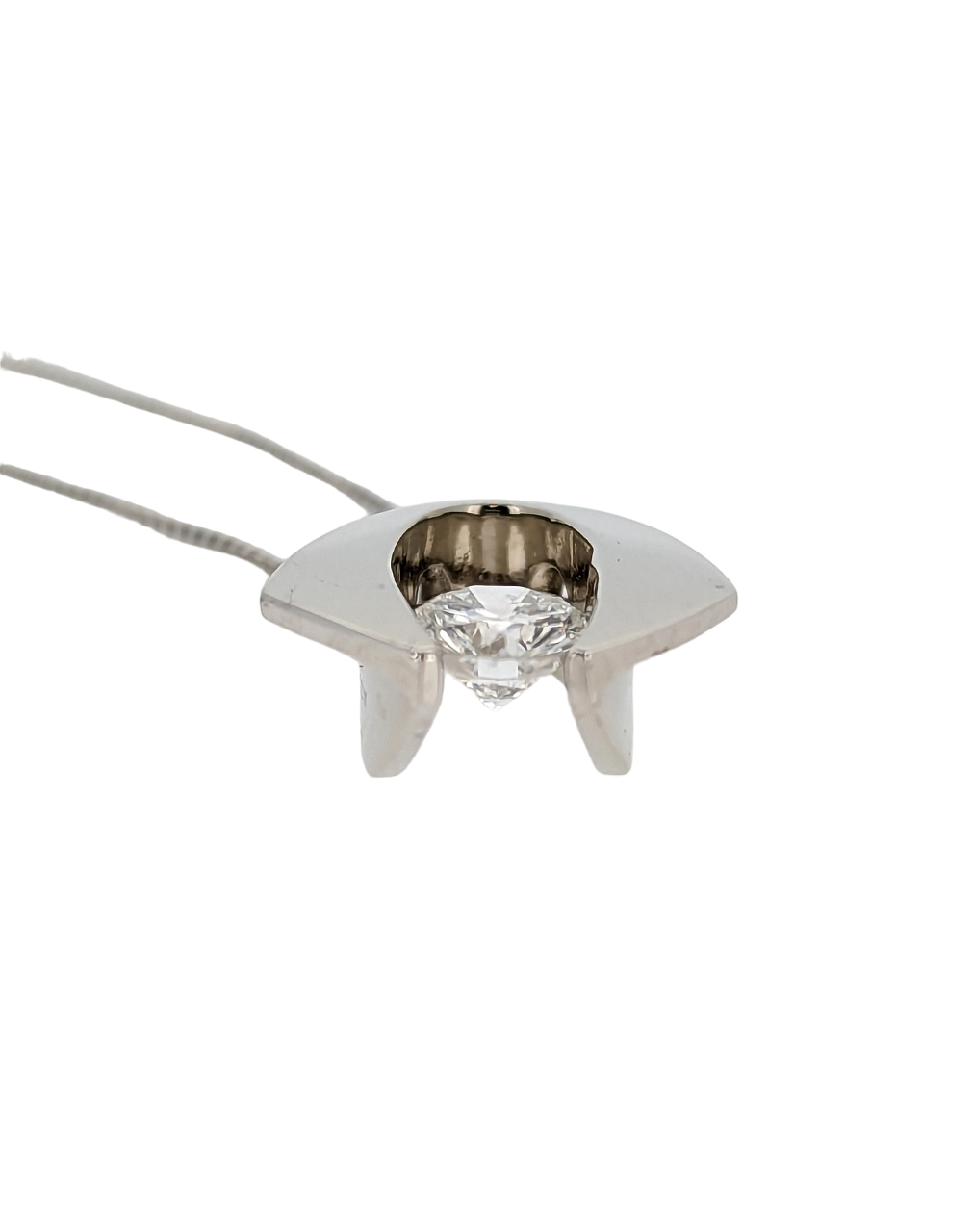 1/2 Carat Round Diamond Pendant Necklace 14K White Gold