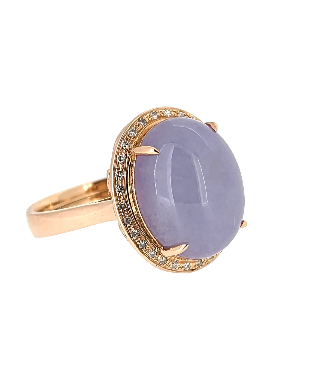 18K Rose Gold Natural Lavender Jade Ring