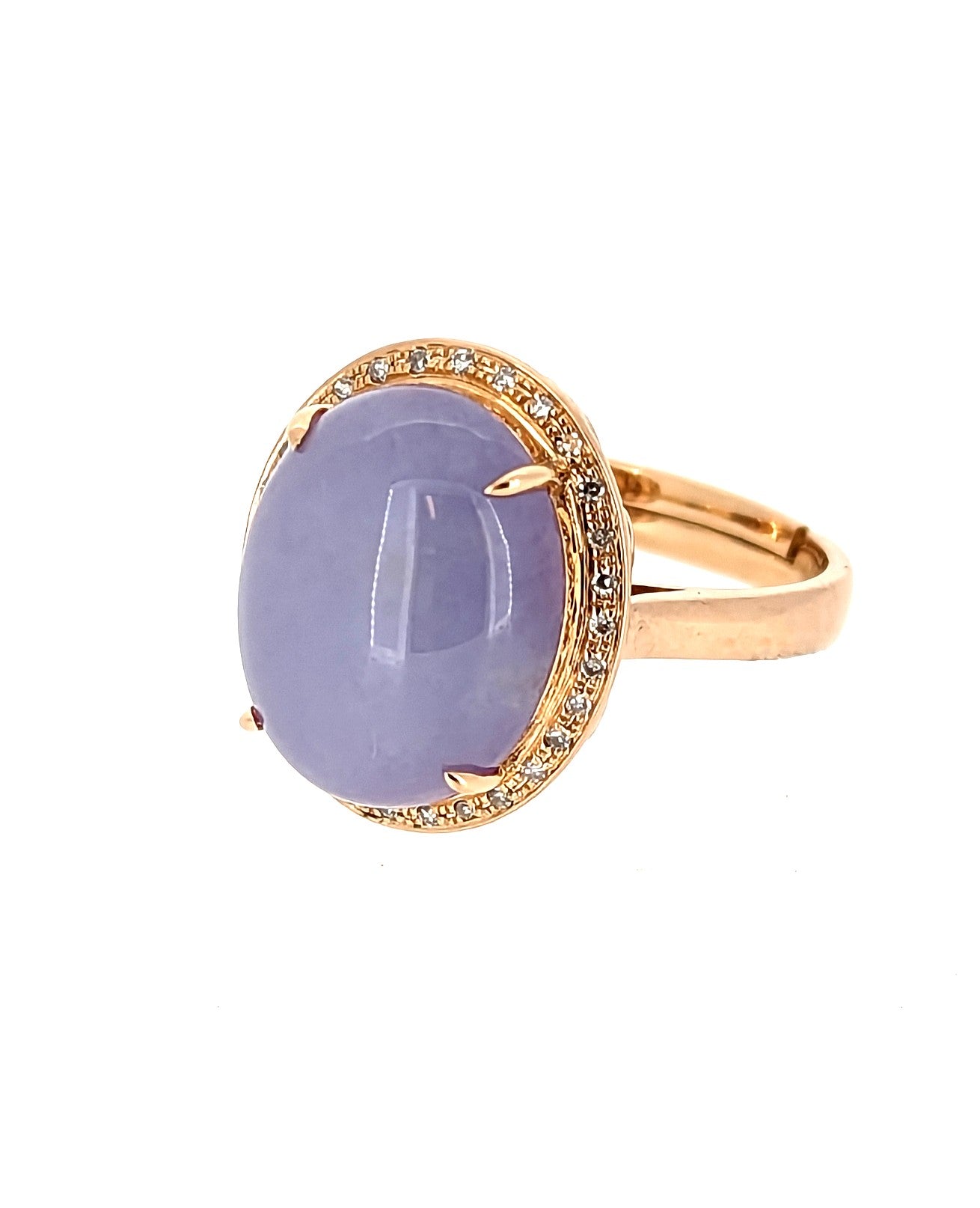 18K Rose Gold Natural Lavender Jade Ring
