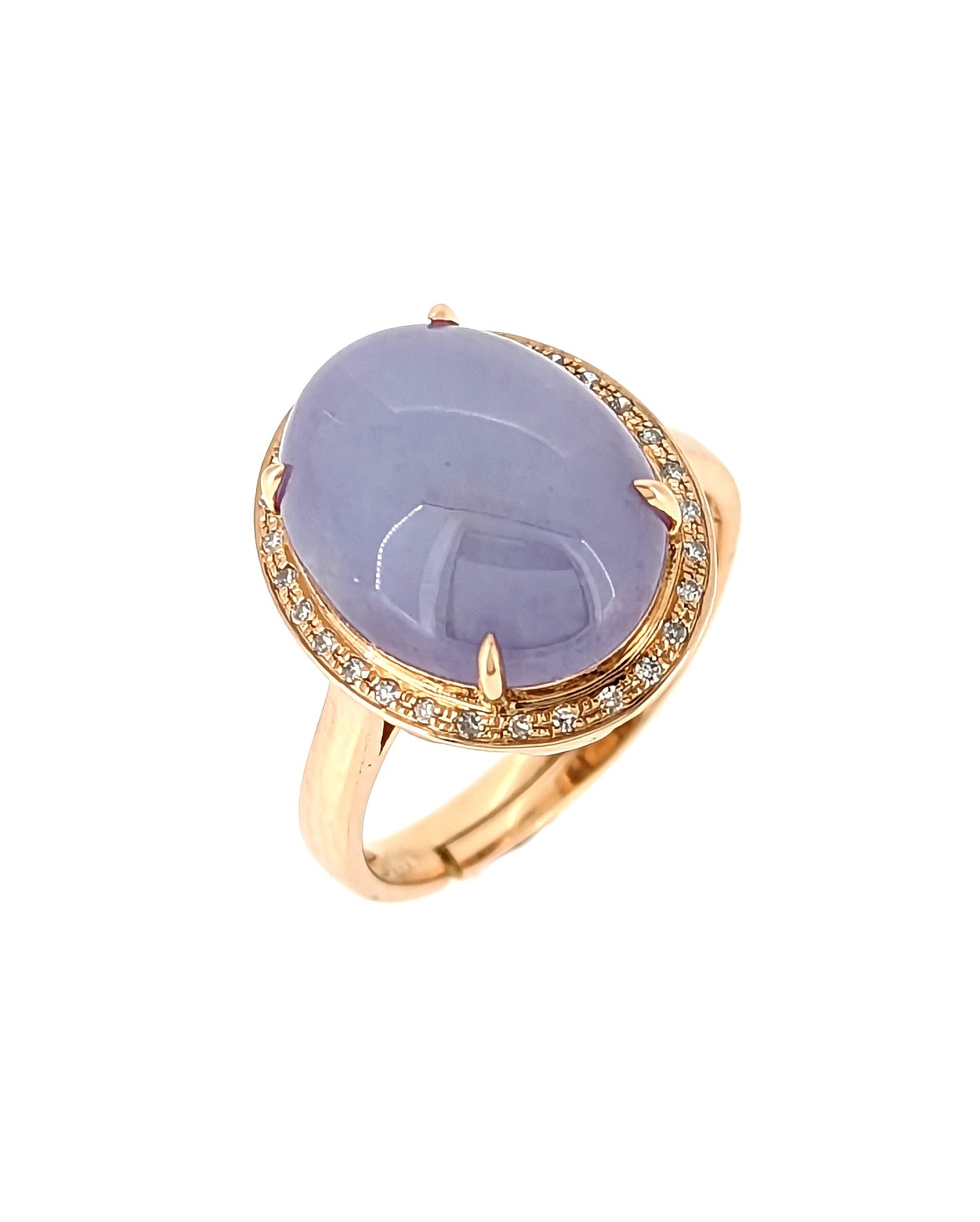 18K Rose Gold Natural Lavender Jade Ring