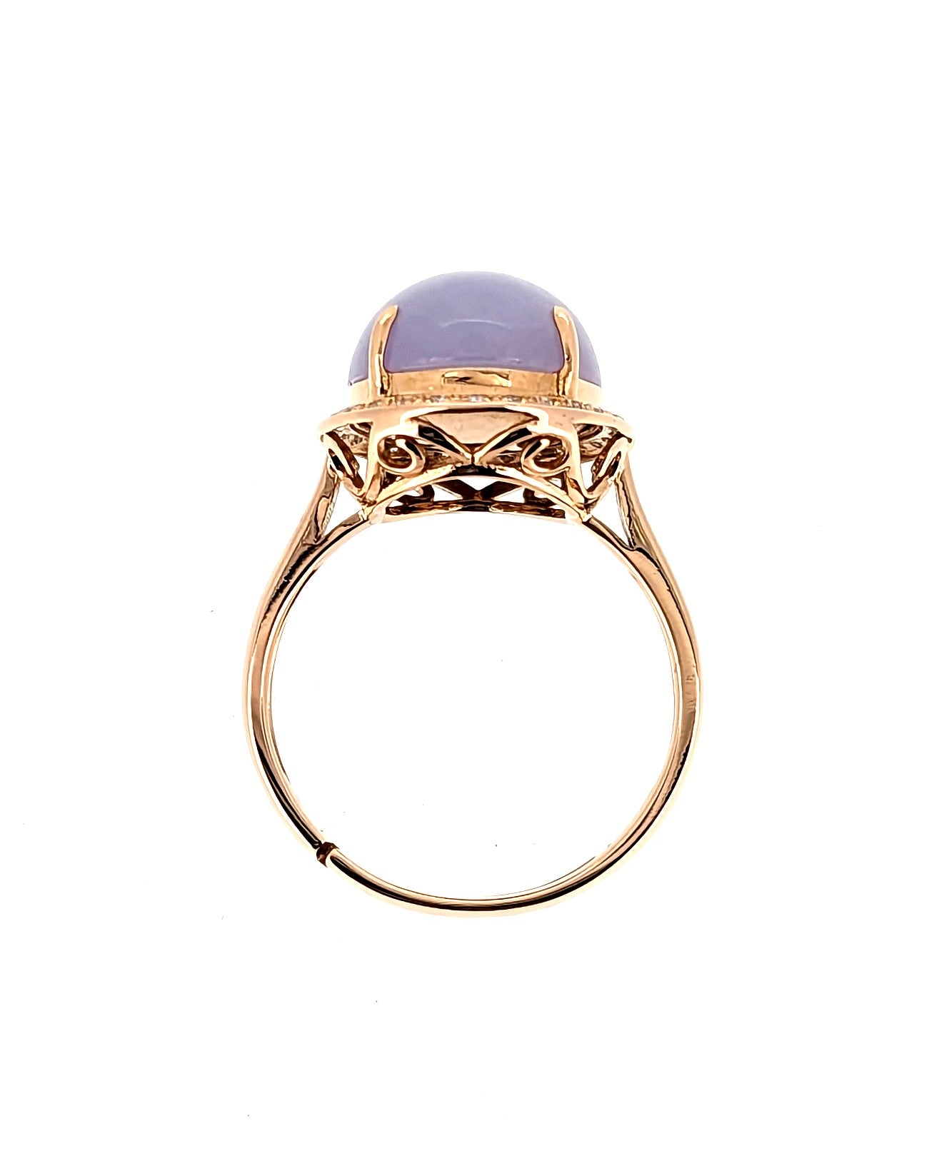 18K Rose Gold Natural Lavender Jade Ring