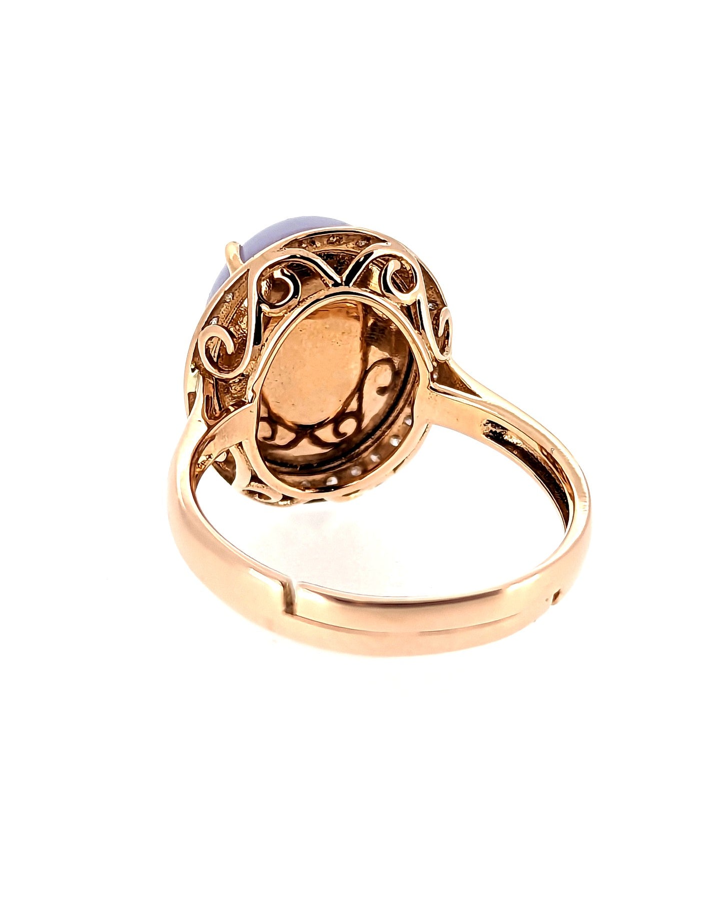 18K Rose Gold Natural Lavender Jade Ring