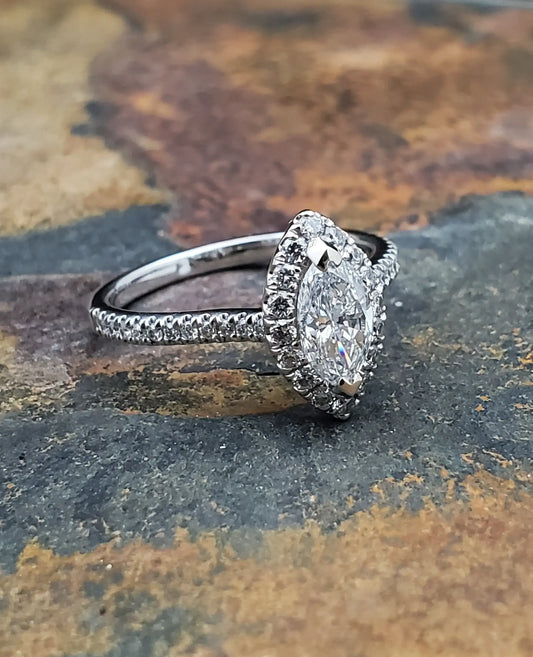 .73 Ct Marquise Diamond Engagement Ring 14K White Gold